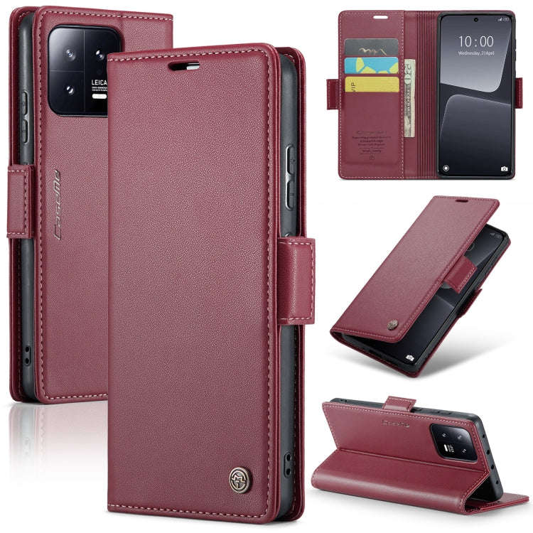 For Xiaomi 13 CaseMe 023 Butterfly Buckle Litchi Texture RFID Anti-theft Leather Phone Case(Wine Red) - free shipping - PMC TechLife - Order now!