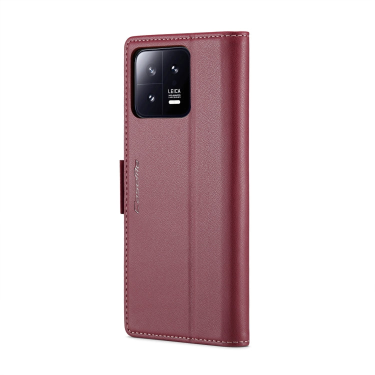 For Xiaomi 13 CaseMe 023 Butterfly Buckle Litchi Texture RFID Anti-theft Leather Phone Case(Wine Red) - free shipping - PMC TechLife - Order now!