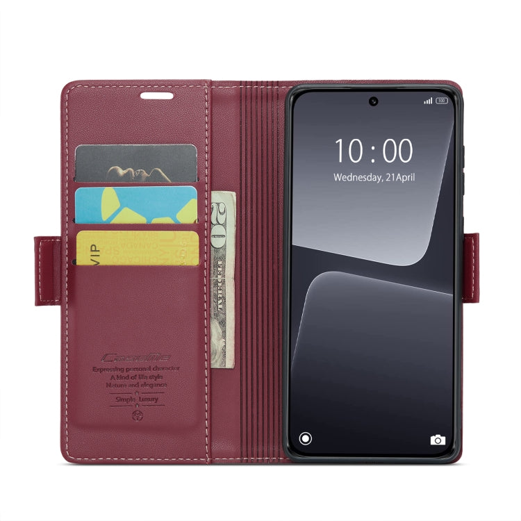 For Xiaomi 13 CaseMe 023 Butterfly Buckle Litchi Texture RFID Anti-theft Leather Phone Case(Wine Red) - free shipping - PMC TechLife - Order now!