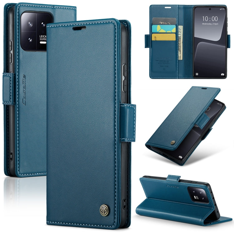 For Xiaomi 13 CaseMe 023 Butterfly Buckle Litchi Texture RFID Anti-theft Leather Phone Case(Blue) - free shipping - PMC TechLife - Order now!