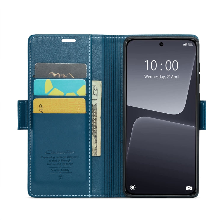 For Xiaomi 13 CaseMe 023 Butterfly Buckle Litchi Texture RFID Anti-theft Leather Phone Case(Blue) - free shipping - PMC TechLife - Order now!