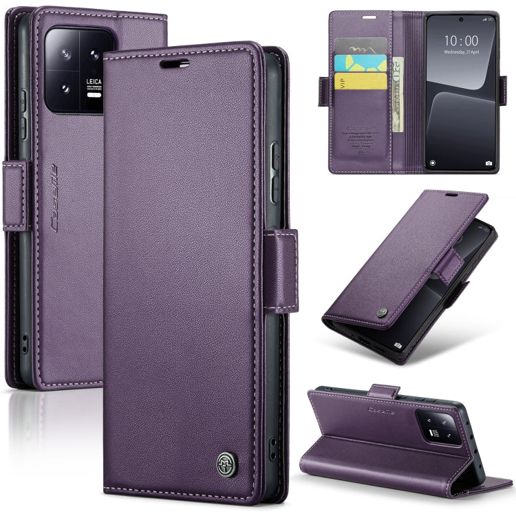For Xiaomi 13 CaseMe 023 Butterfly Buckle Litchi Texture RFID Anti-theft Leather Phone Case(Pearly Purple) - free shipping - PMC TechLife - Order now!