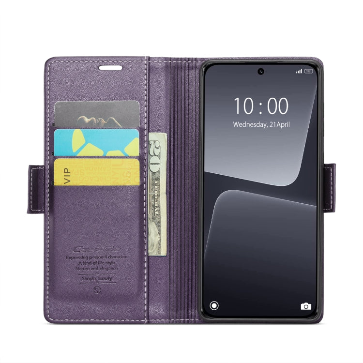 For Xiaomi 13 CaseMe 023 Butterfly Buckle Litchi Texture RFID Anti-theft Leather Phone Case(Pearly Purple) - free shipping - PMC TechLife - Order now!
