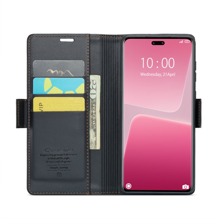 For Xiaomi 13 Lite CaseMe 023 Butterfly Buckle Litchi Texture RFID Anti-theft Leather Phone Case(Black) - free shipping - PMC TechLife - Order now!