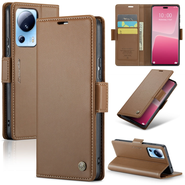 For Xiaomi 13 Lite CaseMe 023 Butterfly Buckle Litchi Texture RFID Anti-theft Leather Phone Case(Brown) - free shipping - PMC TechLife - Order now!