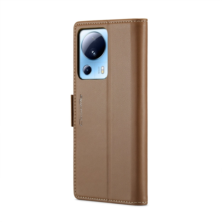 For Xiaomi 13 Lite CaseMe 023 Butterfly Buckle Litchi Texture RFID Anti-theft Leather Phone Case(Brown) - free shipping - PMC TechLife - Order now!