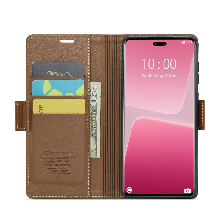 For Xiaomi 13 Lite CaseMe 023 Butterfly Buckle Litchi Texture RFID Anti-theft Leather Phone Case(Brown) - free shipping - PMC TechLife - Order now!
