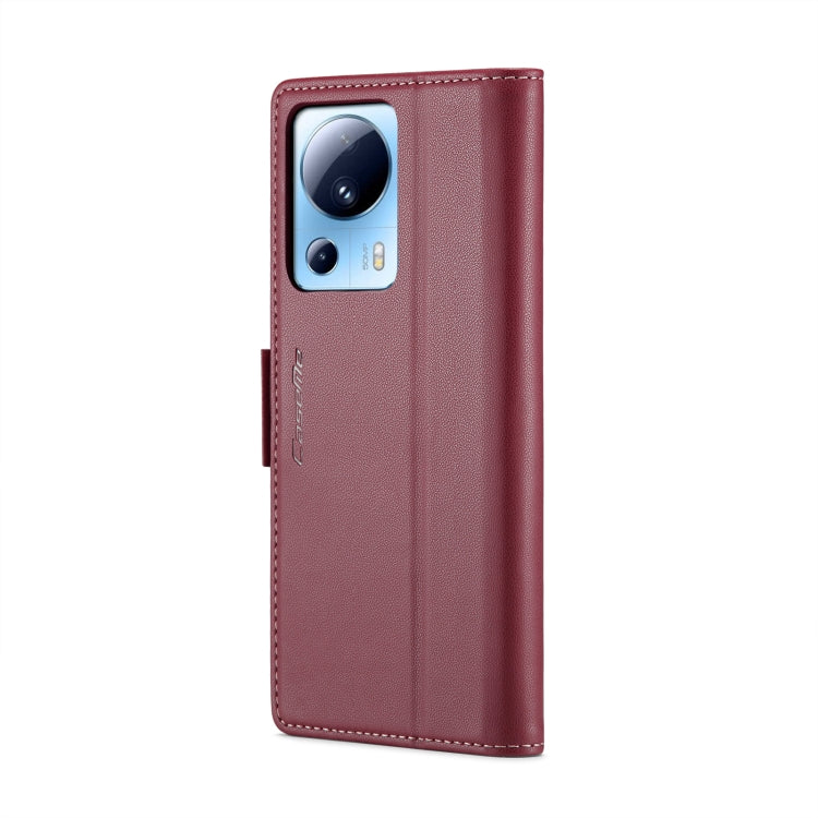 For Xiaomi 13 Lite CaseMe 023 Butterfly Buckle Litchi Texture RFID Anti-theft Leather Phone Case(Wine Red) - free shipping - PMC TechLife - Order now!