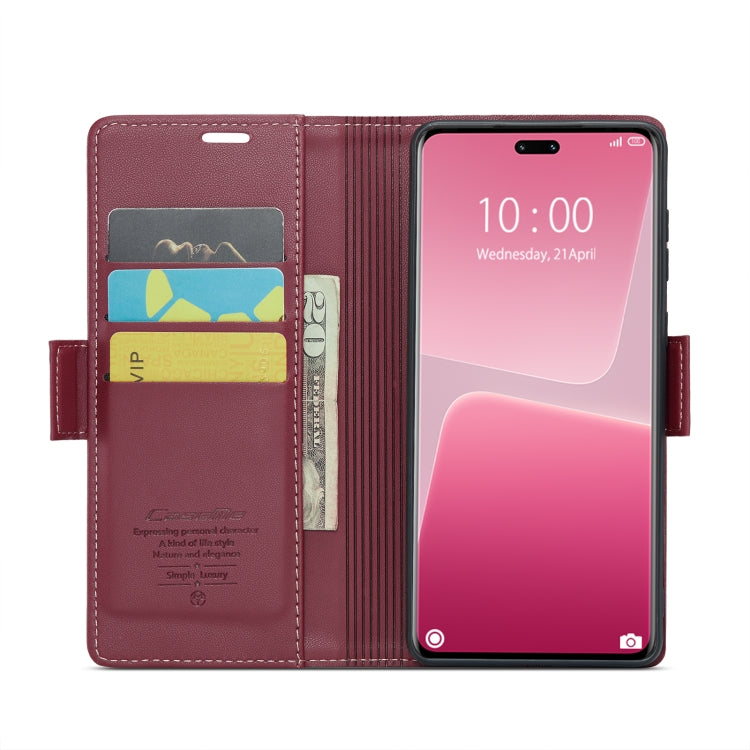 For Xiaomi 13 Lite CaseMe 023 Butterfly Buckle Litchi Texture RFID Anti-theft Leather Phone Case(Wine Red) - free shipping - PMC TechLife - Order now!