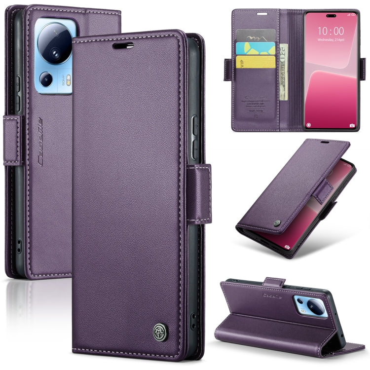 For Xiaomi 13 Lite CaseMe 023 Butterfly Buckle Litchi Texture RFID Anti-theft Leather Phone Case(Pearly Purple) - free shipping - PMC TechLife - Order now!