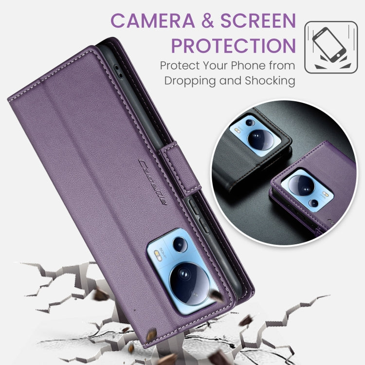For Xiaomi 13 Lite CaseMe 023 Butterfly Buckle Litchi Texture RFID Anti-theft Leather Phone Case(Pearly Purple) - free shipping - PMC TechLife - Order now!