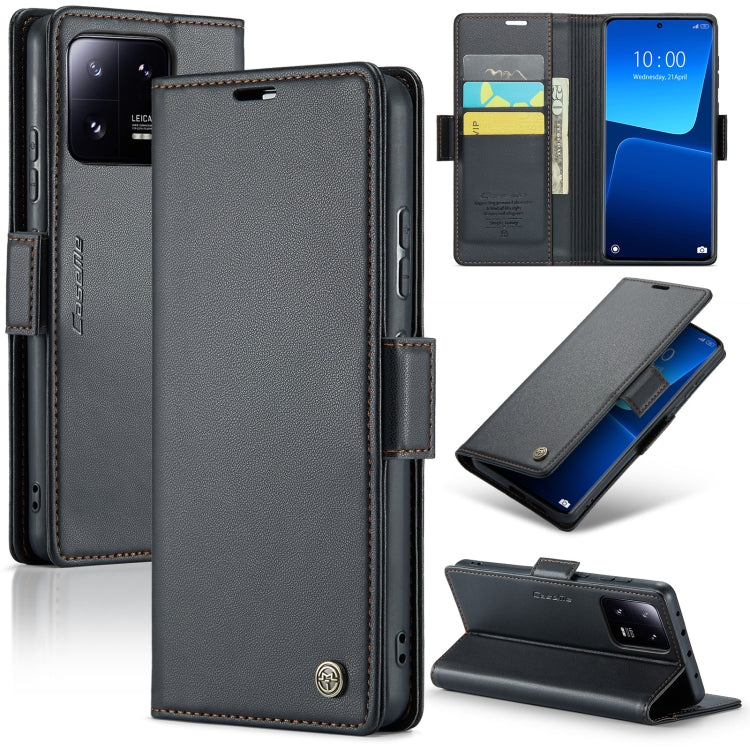 For Xiaomi 13 Pro CaseMe 023 Butterfly Buckle Litchi Texture RFID Anti-theft Leather Phone Case(Black) - free shipping - PMC TechLife - Order now!
