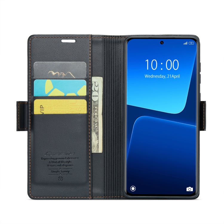 For Xiaomi 13 Pro CaseMe 023 Butterfly Buckle Litchi Texture RFID Anti-theft Leather Phone Case(Black) - free shipping - PMC TechLife - Order now!