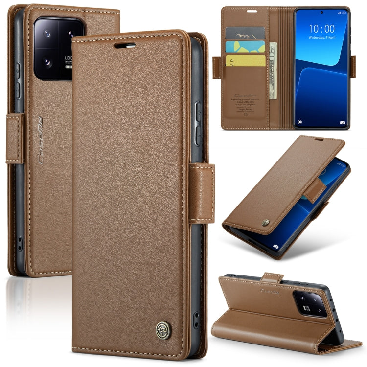 For Xiaomi 13 Pro CaseMe 023 Butterfly Buckle Litchi Texture RFID Anti-theft Leather Phone Case(Brown) - free shipping - PMC TechLife - Order now!