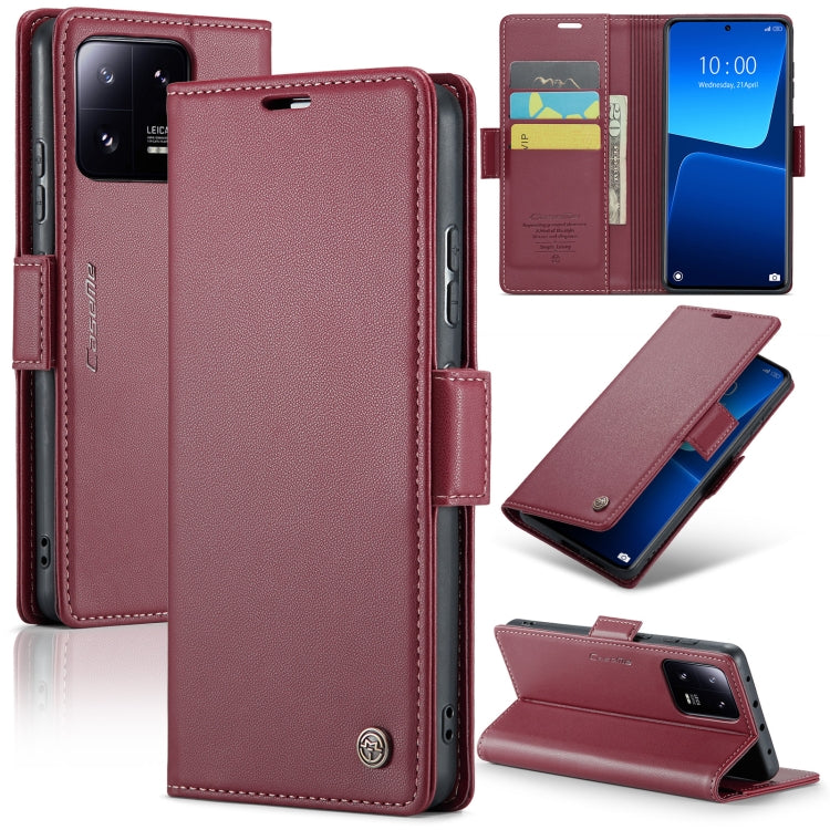 For Xiaomi 13 Pro CaseMe 023 Butterfly Buckle Litchi Texture RFID Anti-theft Leather Phone Case(Wine Red) - free shipping - PMC TechLife - Order now!