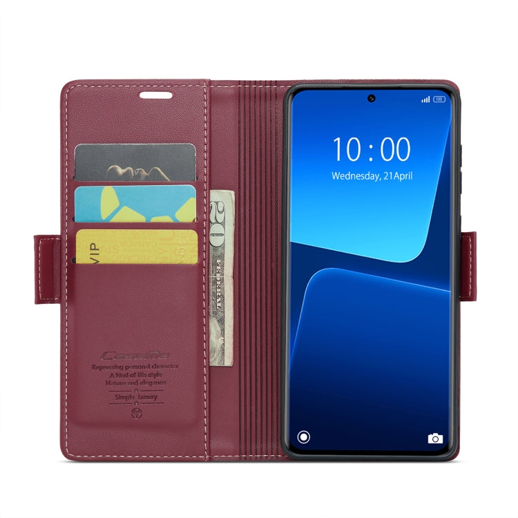 For Xiaomi 13 Pro CaseMe 023 Butterfly Buckle Litchi Texture RFID Anti-theft Leather Phone Case(Wine Red) - free shipping - PMC TechLife - Order now!