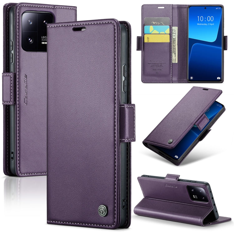 For Xiaomi 13 Pro CaseMe 023 Butterfly Buckle Litchi Texture RFID Anti-theft Leather Phone Case(Pearly Purple) - free shipping - PMC TechLife - Order now!