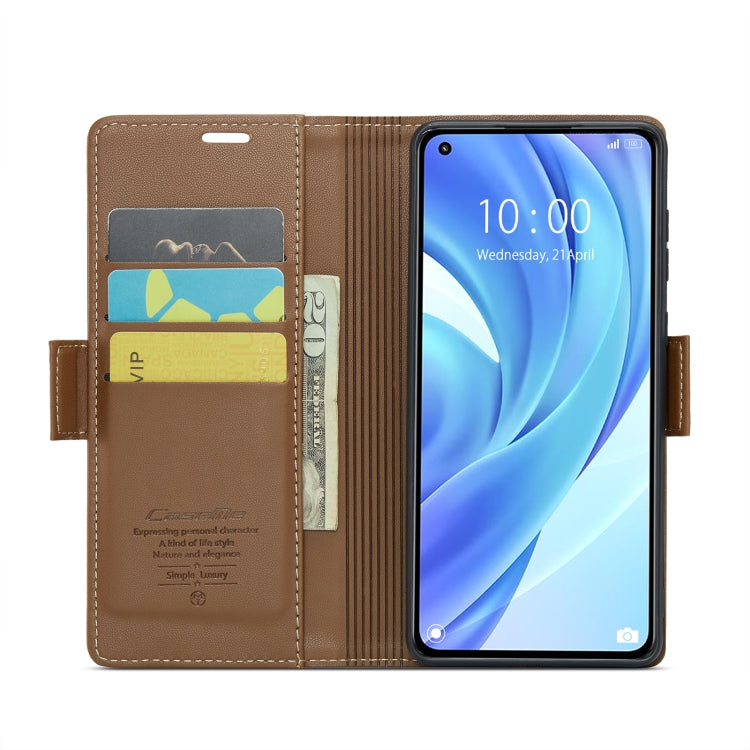 For Xiaomi Mi 11 Lite CaseMe 023 Butterfly Buckle Litchi Texture RFID Anti-theft Leather Phone Case(Brown) - free shipping - PMC TechLife - Order now!