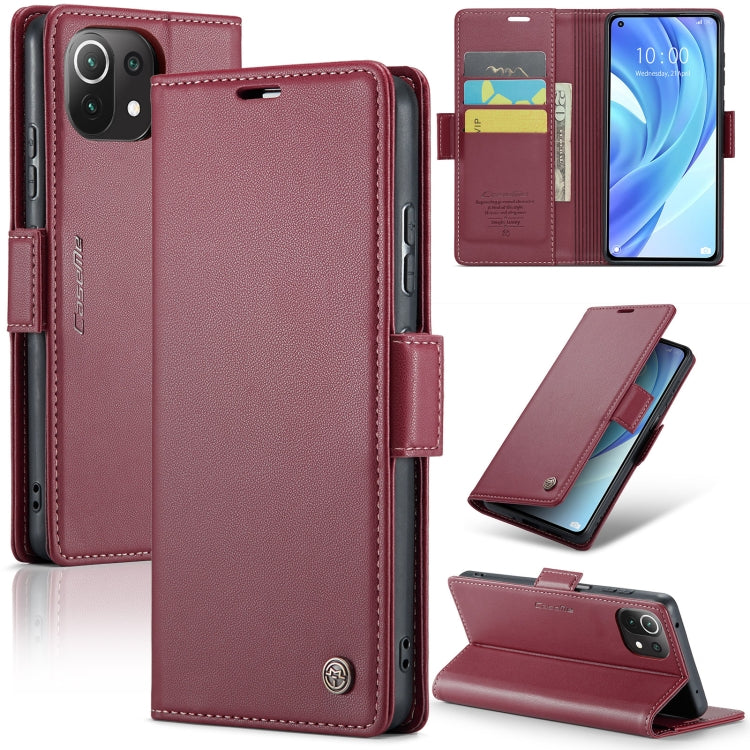 For Xiaomi Mi 11 Lite CaseMe 023 Butterfly Buckle Litchi Texture RFID Anti-theft Leather Phone Case(Wine Red) - free shipping - PMC TechLife - Order now!