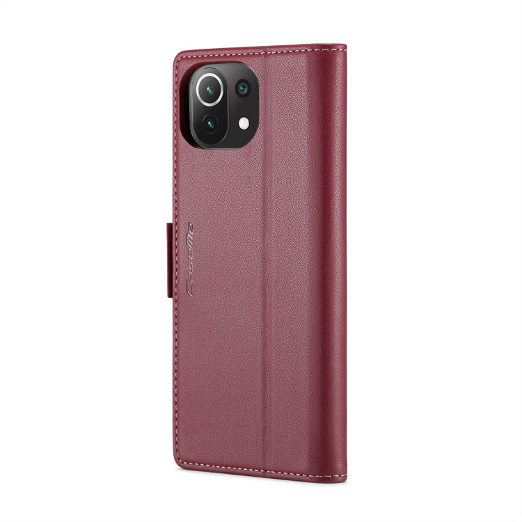 For Xiaomi Mi 11 Lite CaseMe 023 Butterfly Buckle Litchi Texture RFID Anti-theft Leather Phone Case(Wine Red) - free shipping - PMC TechLife - Order now!