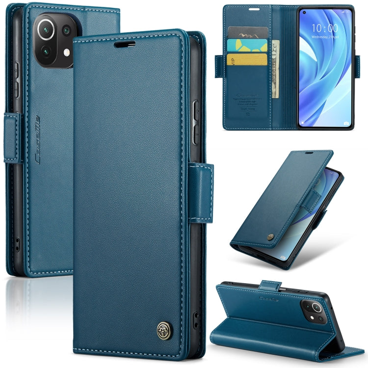 For Xiaomi Mi 11 Lite CaseMe 023 Butterfly Buckle Litchi Texture RFID Anti-theft Leather Phone Case(Blue) - free shipping - PMC TechLife - Order now!