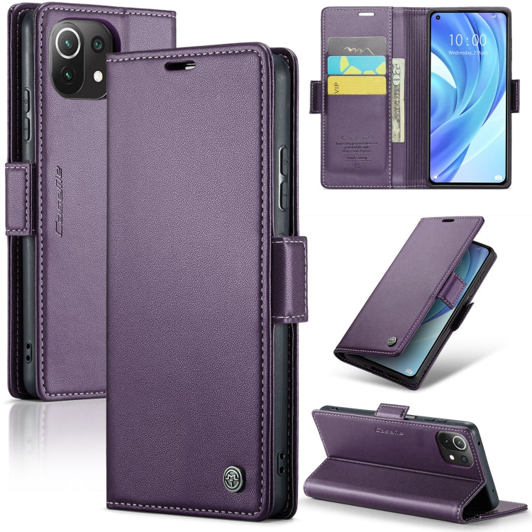 For Xiaomi Mi 11 Lite CaseMe 023 Butterfly Buckle Litchi Texture RFID Anti-theft Leather Phone Case(Pearly Purple) - free shipping - PMC TechLife - Order now!