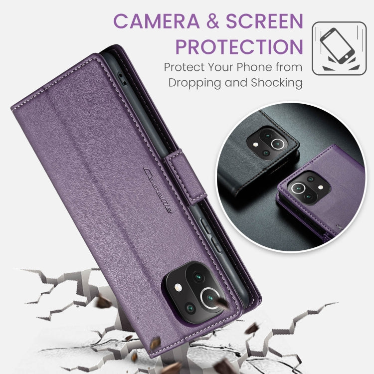 For Xiaomi Mi 11 Lite CaseMe 023 Butterfly Buckle Litchi Texture RFID Anti-theft Leather Phone Case(Pearly Purple) - free shipping - PMC TechLife - Order now!