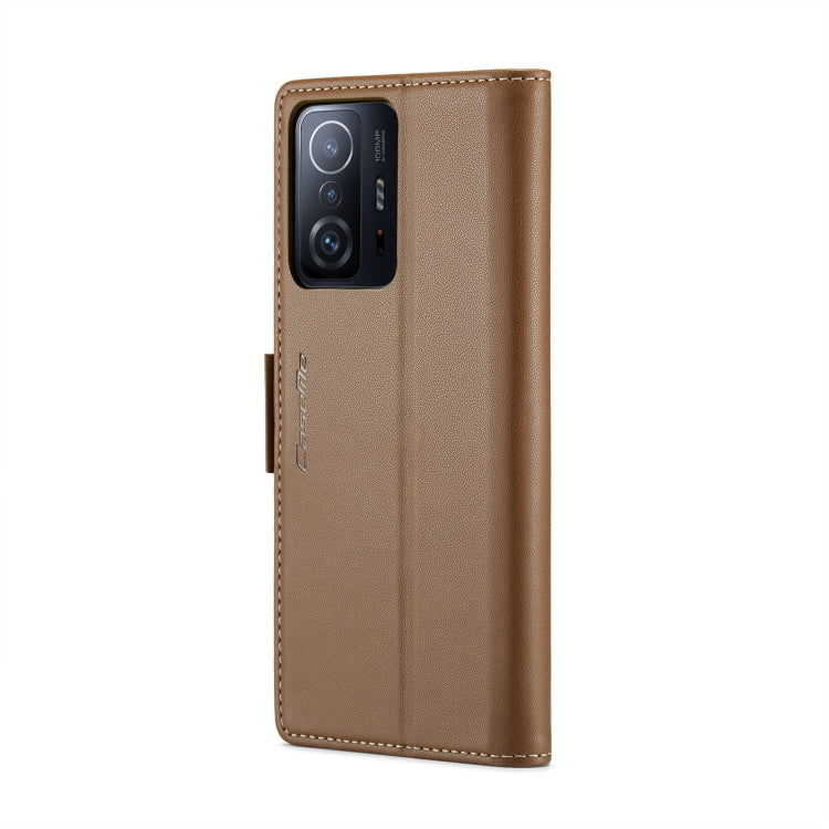 For Xiaomi 11T / 11T Pro CaseMe 023 Butterfly Buckle Litchi Texture RFID Anti-theft Leather Phone Case(Brown) - free shipping - PMC TechLife - Order now!