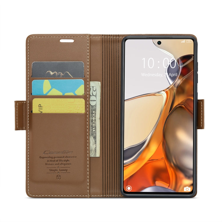 For Xiaomi 11T / 11T Pro CaseMe 023 Butterfly Buckle Litchi Texture RFID Anti-theft Leather Phone Case(Brown) - free shipping - PMC TechLife - Order now!