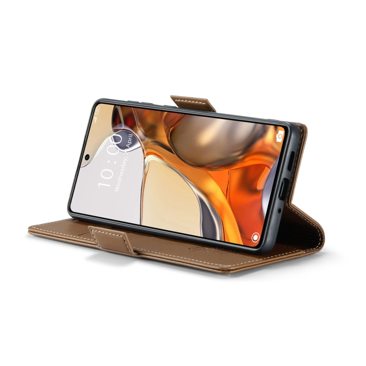 For Xiaomi 11T / 11T Pro CaseMe 023 Butterfly Buckle Litchi Texture RFID Anti-theft Leather Phone Case(Brown) - free shipping - PMC TechLife - Order now!