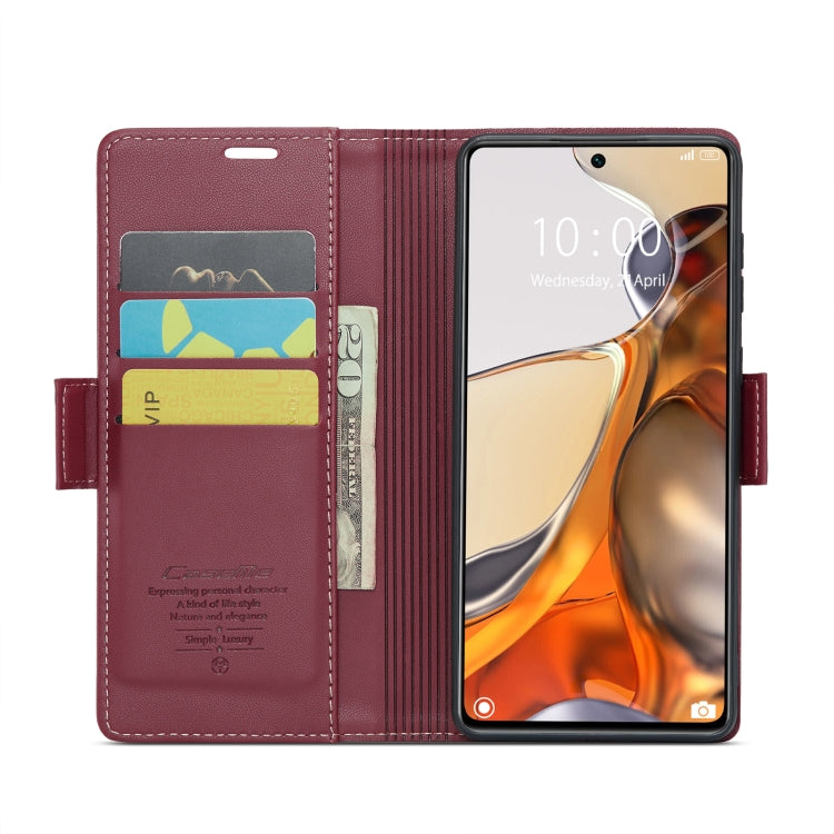 For Xiaomi 11T / 11T Pro CaseMe 023 Butterfly Buckle Litchi Texture RFID Anti-theft Leather Phone Case(Wine Red) - free shipping - PMC TechLife - Order now!