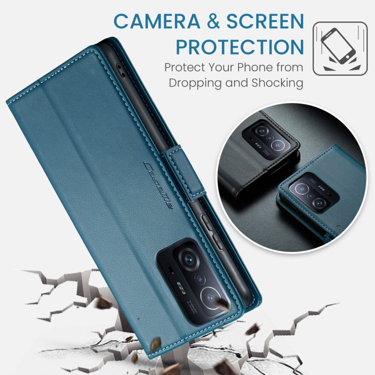 For Xiaomi 11T / 11T Pro CaseMe 023 Butterfly Buckle Litchi Texture RFID Anti-theft Leather Phone Case(Blue) - free shipping - PMC TechLife - Order now!