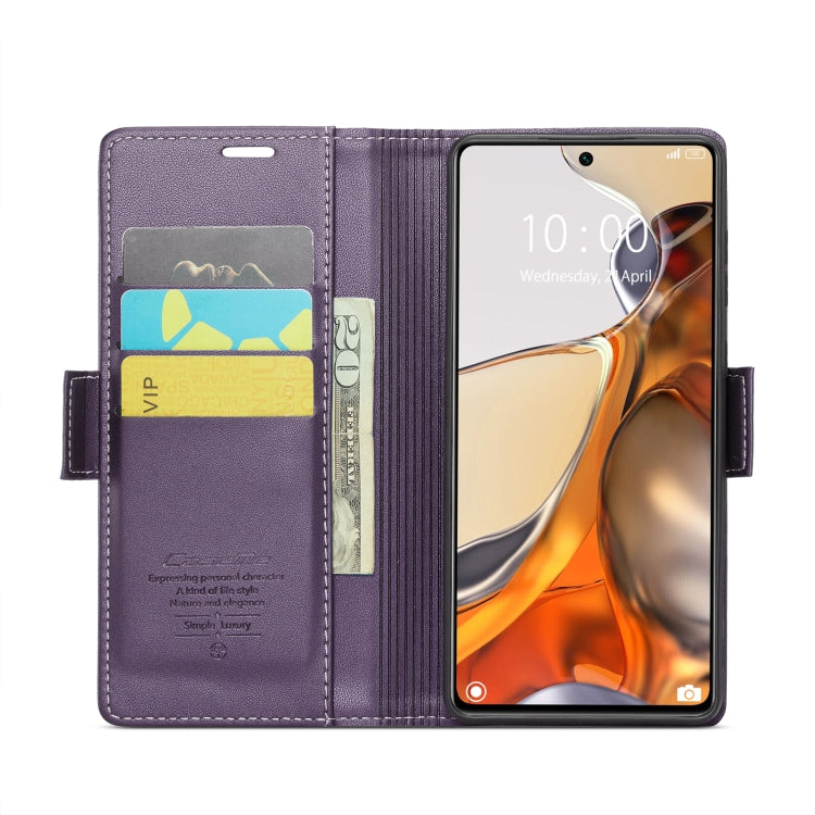 For Xiaomi 11T / 11T Pro CaseMe 023 Butterfly Buckle Litchi Texture RFID Anti-theft Leather Phone Case(Pearly Purple) - free shipping - PMC TechLife - Order now!