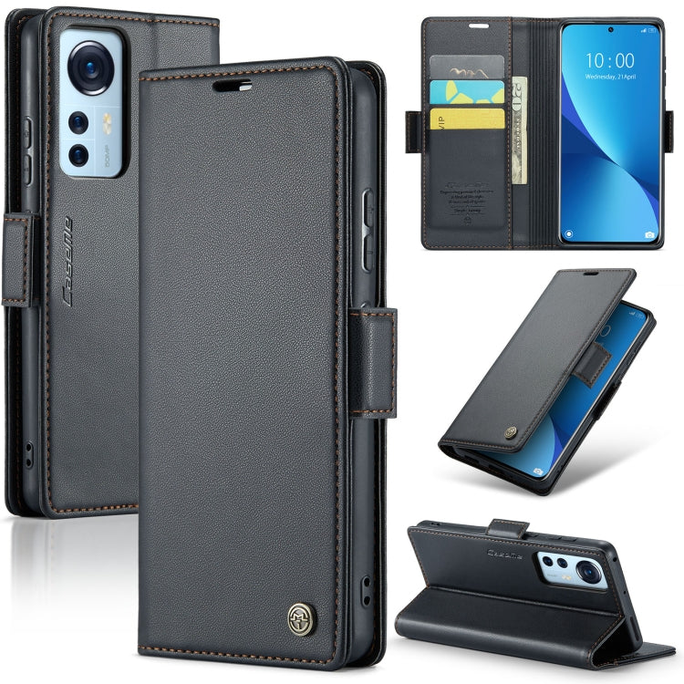 For Xiaomi 12 / 12X / 12S CaseMe 023 Butterfly Buckle Litchi Texture RFID Anti-theft Leather Phone Case(Black) - free shipping - PMC TechLife - Order now!