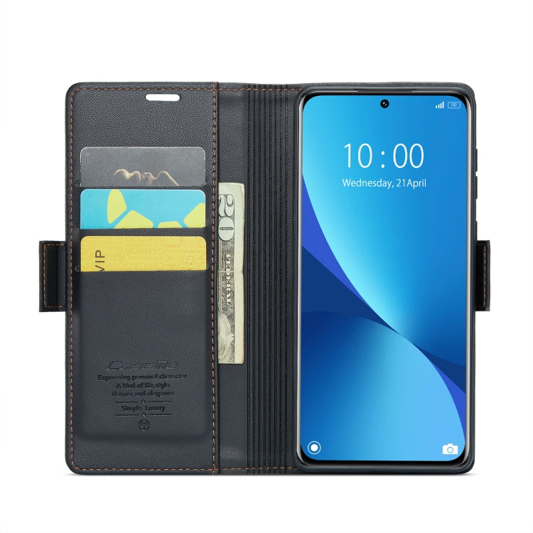 For Xiaomi 12 / 12X / 12S CaseMe 023 Butterfly Buckle Litchi Texture RFID Anti-theft Leather Phone Case(Black) - free shipping - PMC TechLife - Order now!