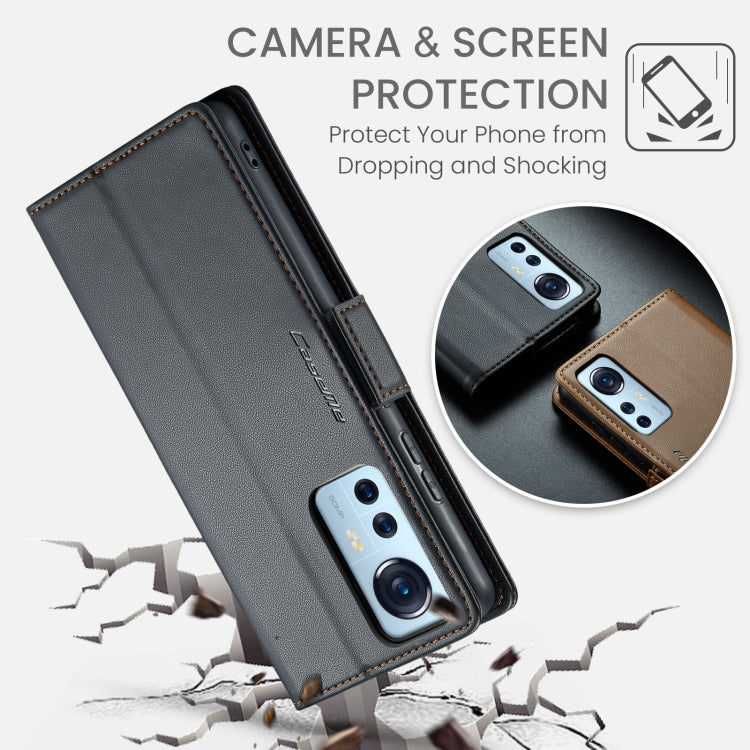 For Xiaomi 12 / 12X / 12S CaseMe 023 Butterfly Buckle Litchi Texture RFID Anti-theft Leather Phone Case(Black) - free shipping - PMC TechLife - Order now!