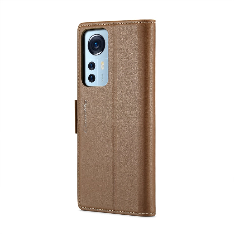 For Xiaomi 12 / 12X / 12S CaseMe 023 Butterfly Buckle Litchi Texture RFID Anti-theft Leather Phone Case(Brown) - free shipping - PMC TechLife - Order now!