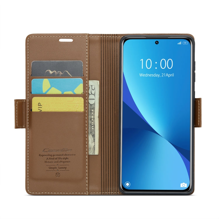 For Xiaomi 12 / 12X / 12S CaseMe 023 Butterfly Buckle Litchi Texture RFID Anti-theft Leather Phone Case(Brown) - free shipping - PMC TechLife - Order now!