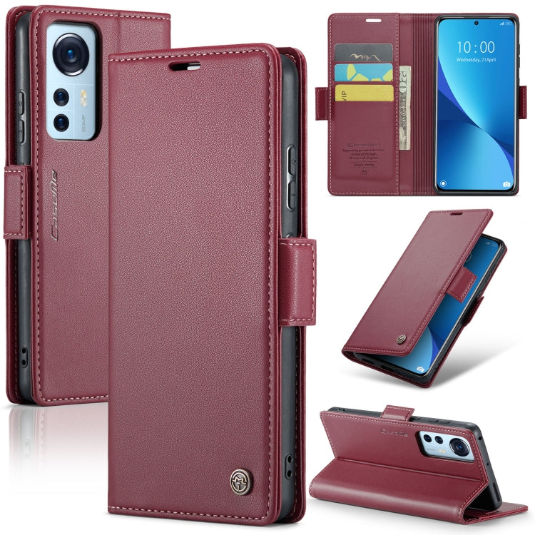 For Xiaomi 12 / 12X / 12S CaseMe 023 Butterfly Buckle Litchi Texture RFID Anti-theft Leather Phone Case(Wine Red) - free shipping - PMC TechLife - Order now!