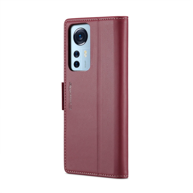 For Xiaomi 12 / 12X / 12S CaseMe 023 Butterfly Buckle Litchi Texture RFID Anti-theft Leather Phone Case(Wine Red) - free shipping - PMC TechLife - Order now!