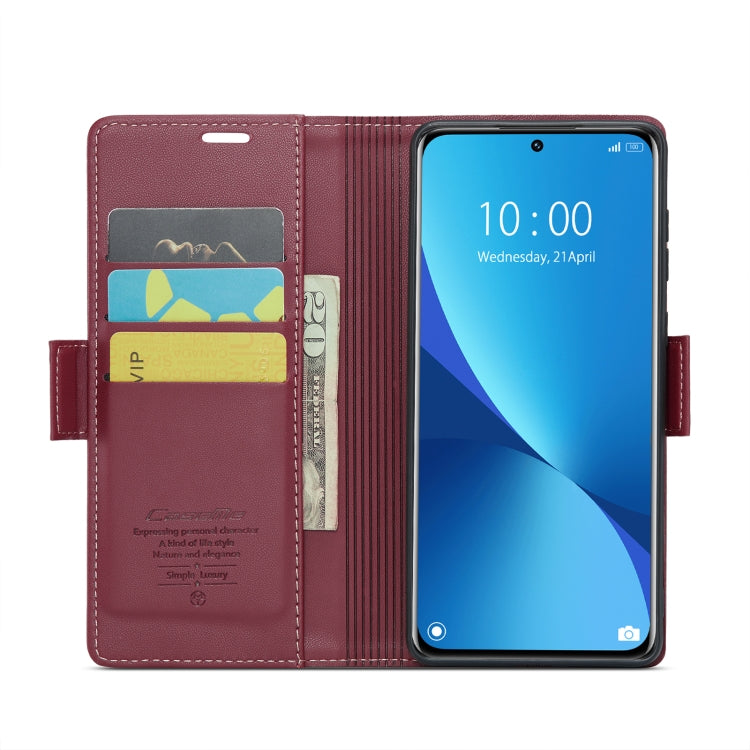 For Xiaomi 12 / 12X / 12S CaseMe 023 Butterfly Buckle Litchi Texture RFID Anti-theft Leather Phone Case(Wine Red) - free shipping - PMC TechLife - Order now!
