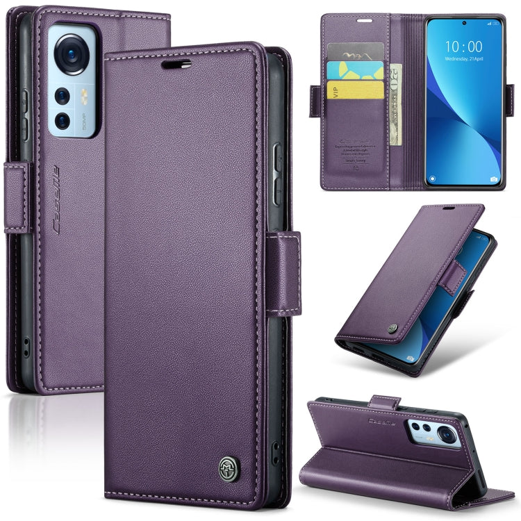For Xiaomi 12 / 12X / 12S CaseMe 023 Butterfly Buckle Litchi Texture RFID Anti-theft Leather Phone Case(Pearly Purple) - free shipping - PMC TechLife - Order now!
