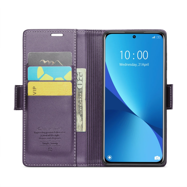 For Xiaomi 12 / 12X / 12S CaseMe 023 Butterfly Buckle Litchi Texture RFID Anti-theft Leather Phone Case(Pearly Purple) - free shipping - PMC TechLife - Order now!