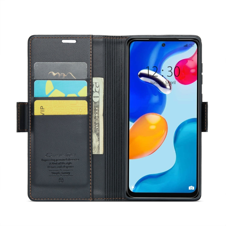 For Xiaomi Redmi Note 11 4G Global/Note 11S Global CaseMe 023 Butterfly Buckle Litchi Texture RFID Anti-theft Leather Phone Case(Black) - free shipping - PMC TechLife - Order now!