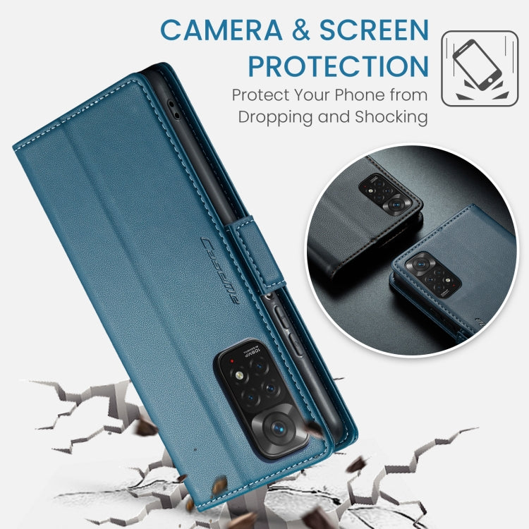 For Xiaomi Redmi Note 11 4G Global/Note 11S Global CaseMe 023 Butterfly Buckle Litchi Texture RFID Anti-theft Leather Phone Case(Blue) - free shipping - PMC TechLife - Order now!