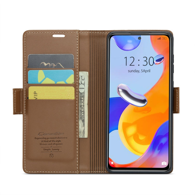 CaseMe 023 Butterfly Buckle Litchi Texture RFID Anti-theft Leather Phone Case For Xiaomi Redmi Note 11 Pro 5G Global/Redmi Note 11 Pro Global(Brown) - free shipping - PMC TechLife - Order now!