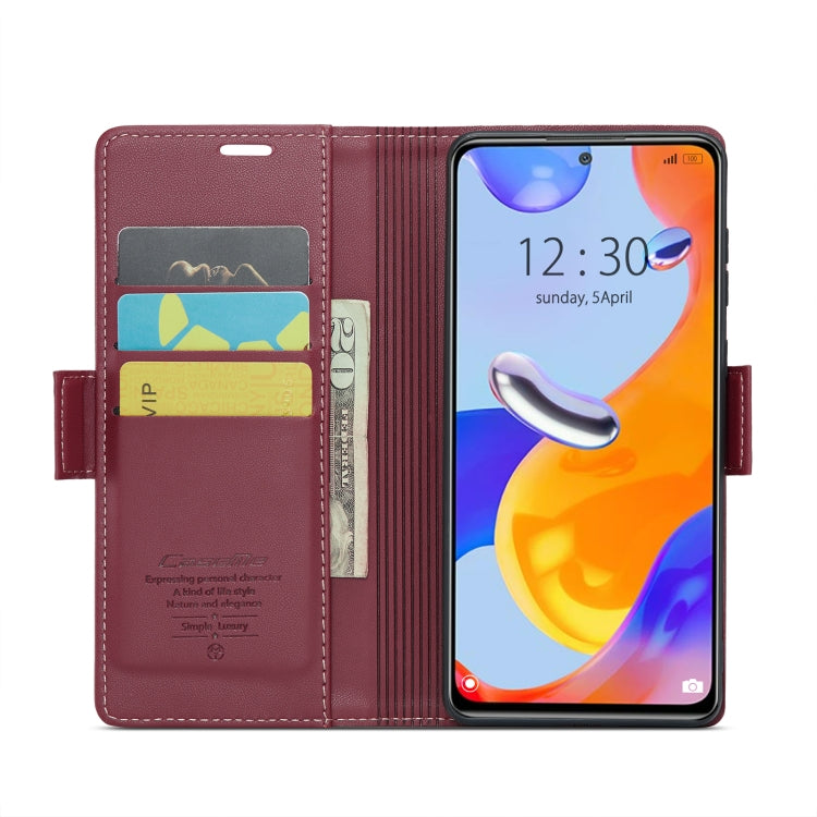 CaseMe 023 Butterfly Buckle Litchi Texture RFID Anti-theft Leather Phone Case For Xiaomi Redmi Note 11 Pro 5G Global/Redmi Note 11 Pro Global(Wine Red) - free shipping - PMC TechLife - Order now!