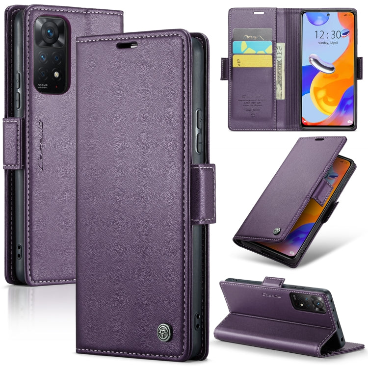 CaseMe 023 Butterfly Buckle Litchi Texture RFID Anti-theft Leather Phone Case For Xiaomi Redmi Note 11 Pro 5G Global/Redmi Note 11 Pro Global(Pearly Purple) - free shipping - PMC TechLife - Order now!
