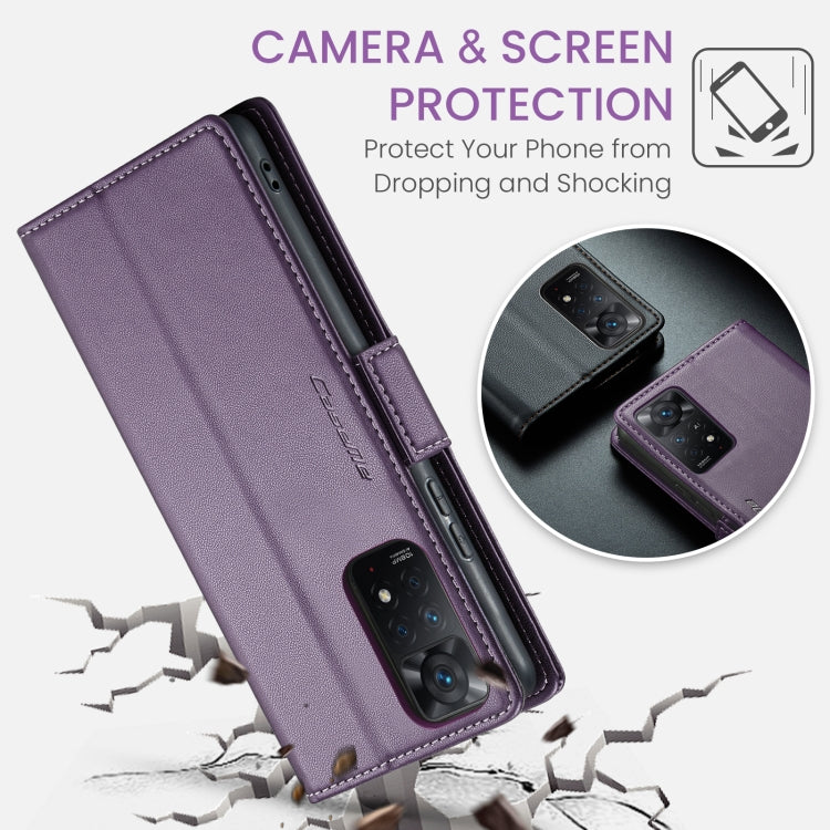 CaseMe 023 Butterfly Buckle Litchi Texture RFID Anti-theft Leather Phone Case For Xiaomi Redmi Note 11 Pro 5G Global/Redmi Note 11 Pro Global(Pearly Purple) - free shipping - PMC TechLife - Order now!