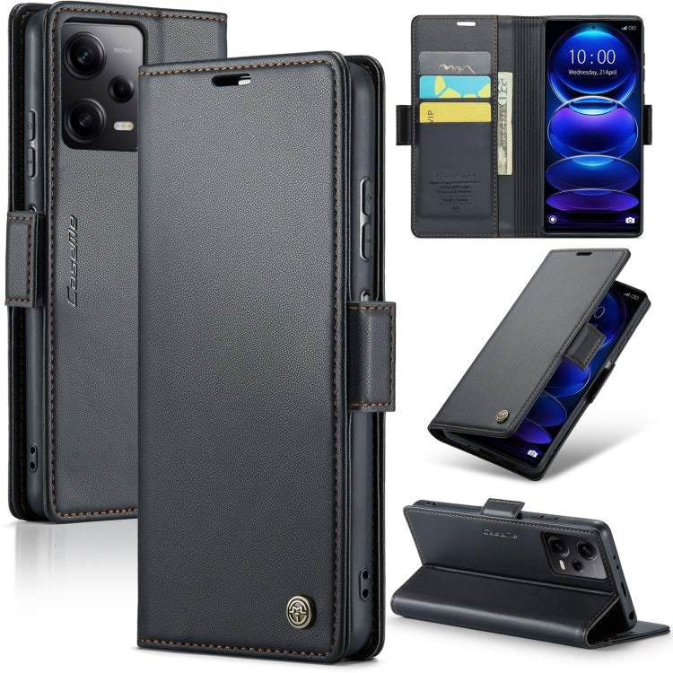 CaseMe 023 Butterfly Buckle Litchi Texture RFID Anti-theft Leather Phone Case For Xiaomi Poco X5 Pro 5G/Redmi Note 12 Pro 5G Global(Black) - free shipping - PMC TechLife - Order now!